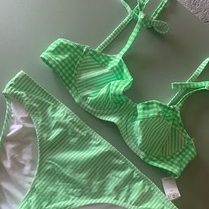 Green and white stripe Bikini
